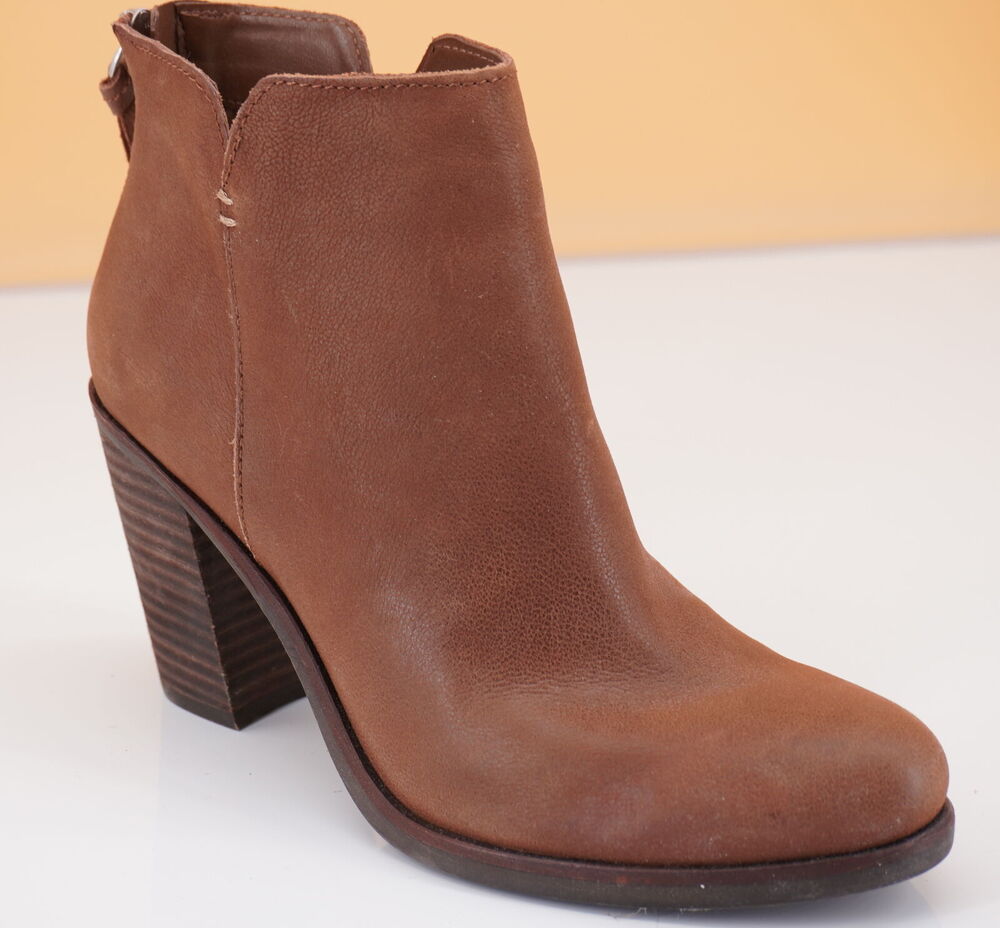 BP Brass Plum Jett Cognac Leather Zip Brown Western ankle booties size 7 New $90